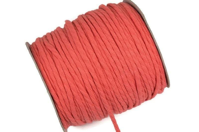 Coral Stripe Sweater Knit Trim Spaghetti Straps Hollow Tube Tubular Trim 5 yards - Felinus Fabrics
