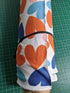 Orange Blue Hearts Print Sweater Knit Fabric by the yard IRREGULAR OSK00995