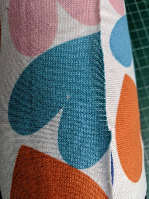 Orange Blue Hearts Print Sweater Knit Fabric by the yard IRREGULAR OSK00995