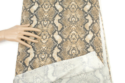 Sand Beige Snake Print Baby French Terry Knit Fabric Remnant 1 yard 24 inches FTK00756
