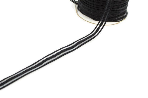 Black Fancy Transparent Stripe Elastic Trim 1/2 inch width x 10 yards
