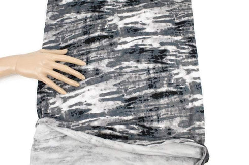 Gray Tie Dye Like Print Knit Jersey Fabric 1 yard PDK00663A