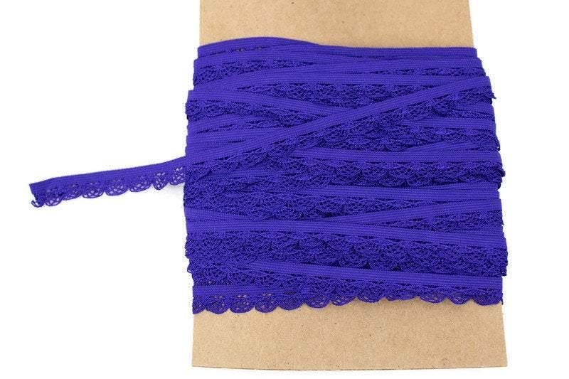 Blue Violet Lace Elastic Trim Lingerie Trim 25 yards - Felinus Fabrics