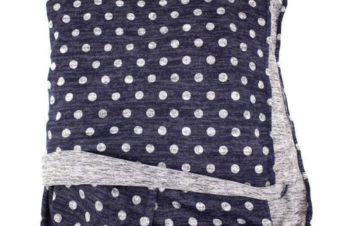 Dark Blue and Heather Gray Polka Dot Brushed Sweater Knit Fabric by the yard OSK01013R