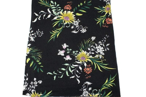 Black Floral Brushed Poly Knit Fabric 34 inches width