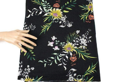 Black Floral Brushed Poly Knit Fabric 34 inches width