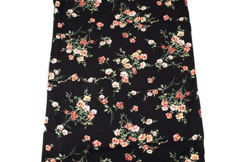 Black and Coral Floral Brushed Poly Knit Fabric 1 yard 15 inches