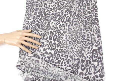 Gray Leopard Print Light Weight Sweater Knit Fabric by the Yard OSK01015R