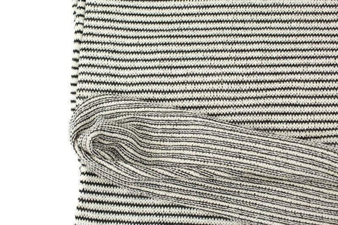 Black and Cream Narrow Stripe Open Weave Knit Sweater Knit Fabric by the yard
