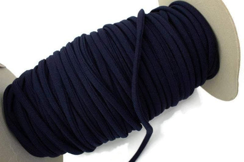Navy Blue Stretch Crepe Polyester Spandex Knit Trim Spaghetti Straps Hollow Tube Tubular Trim 10 yards ATN00979