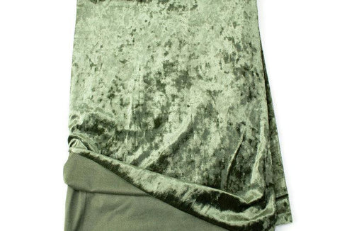 Olive Green Crushed Stretch Velvet Knit Fabric by the yard ATK00467R