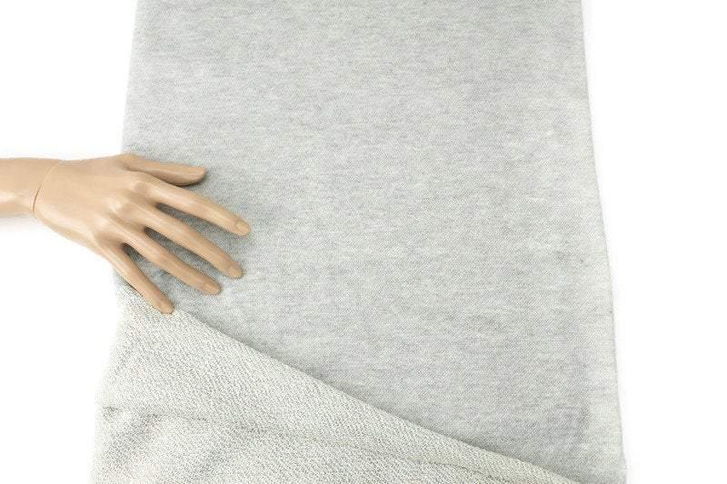 Heather Light Gray French Terry Knit Fabric 1 yard FTK00782A - Felinus Fabrics
