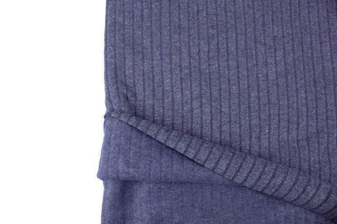 Blue Vertical Stripe French Terry Knit Fabric Brushed Fleece Back 1.25 yards