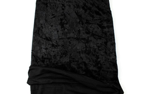 Black Crushed Stretch Velvet Knit Fabric by the yard