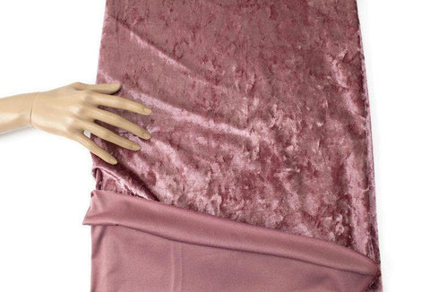 Blush Pink Crushed Stretch Velvet Knit Fabric by the yard