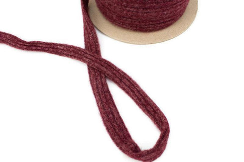 Heather Red Rib Fuzzy Sweater Knit Trim Spaghetti Straps Hollow Tube Tubular Trim 14 yards ATN00987