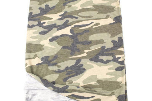 Heather Olive Green and Brown Camouflage Print Slub Knit Jersey Fabric by the yard PDK00693R