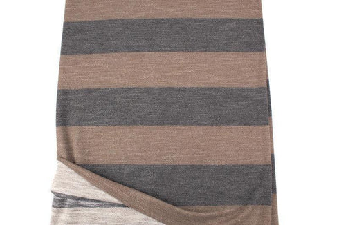 Heather Brown Wide Stripe Baby French Terry Knit Fabric by the yard FTK00795A