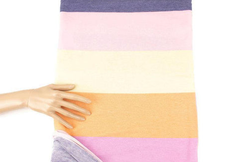 Pink Blue Orange Multi Wide Stripe Baby French Terry Knit Fabric 3 yards FTK00796