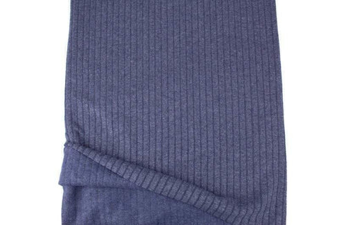 Blue Vertical Stripe French Terry Knit Fabric Brushed Fleece Back 1.25 yards