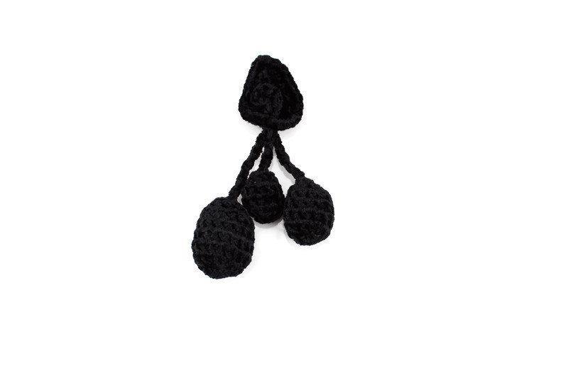 Black Chenille Crochet Bobble 6 inches x 1.75 inches - Felinus Fabrics