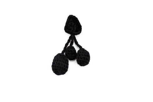 Black Chenille Crochet Bobble 6 inches x 1.75 inches