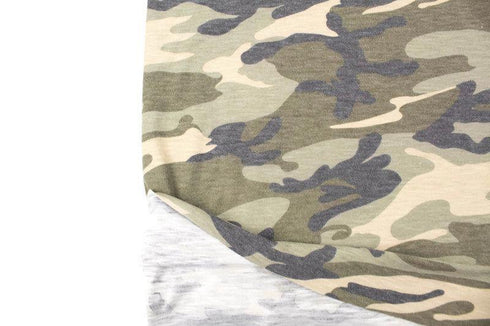 Heather Olive Green and Brown Camouflage Print Slub Knit Jersey Fabric by the yard PDK00693R