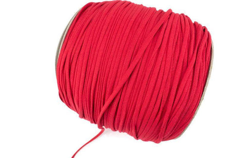 Red Cotton Knit Jersey Spaghetti Strap Trim Hollow Tube Tubular Trim 10 yards