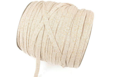 Heather Oatmeal Beige Sweater Knit Slub Trim Spaghetti Straps Hollow Tube Tubular Trim 12 yards Remnant