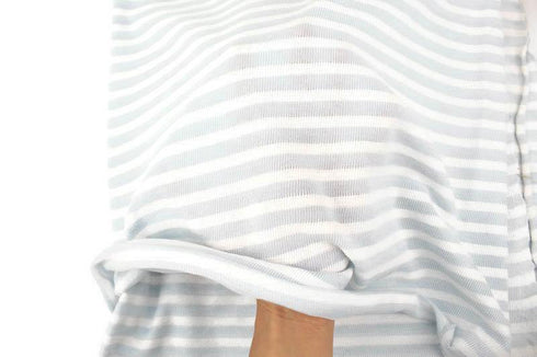 Light Muted Blue and White Stripe Sweater Knit Fabric by the yard OSK01052R