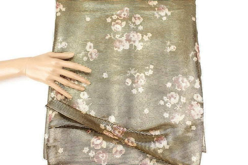 Gold and Blush Narrow Stripe Italian Silk Metal Blend Chiffon Fabric Woven Designer Fabric by the yard LWW00197