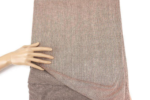 Peach Pink and Black Narrow Vertical Stripe Jacquard Knit Fabric by the yard STK00261R
