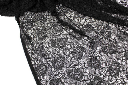 Black Floral Lace Fabric Designer Lace by the yard
