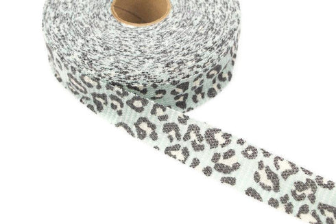 Light Blue Green Leopard Print Waffle Knit Bias Tape 1-1/4 inches width x 16 yards BST00181