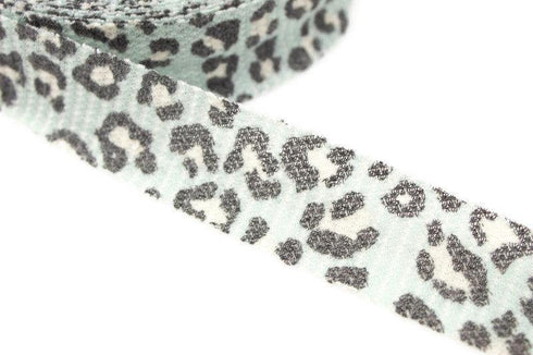 Light Blue Green Leopard Print Waffle Knit Bias Tape 1-1/4 inches width x 16 yards BST00181