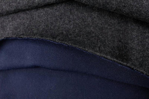 Dark Blue and Gray Wool Blend Double Face Sweater Knit Double Sided Reversible Knit Fabric by the yard