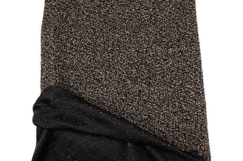 Beige and Black Boucle Fancy Open Weave Sweater Knit Fabric by the Yard