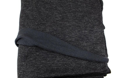 Heather Dark Gray and Soft Black Wool Blend Double Face Sweater Knit Brushed French Terry Fabric by the yard FTK00805R