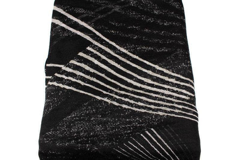 Black and Off White Graphic Lines Light Weight Open Weave Sweater Knit Fabric Designer Fabric by the yard