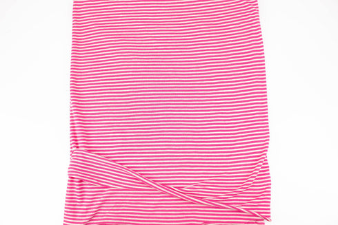 Dark Pink and Off White Narrow Stripe Speckled Knit Jersey Fabric by the yard STK00263R