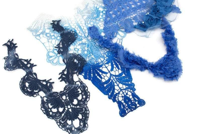 Blue Fancy Applique Variety Bundle Pack 5 Pieces - Felinus Fabrics