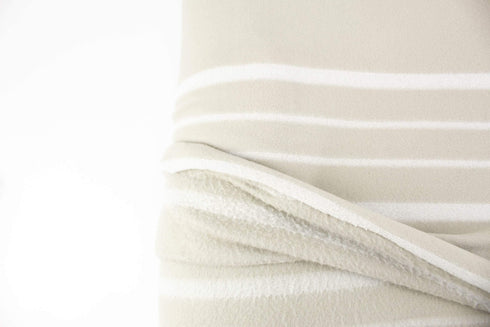 Stone and Off White Stripe Designer Fleece Made in Italy by the yard Extra Wide STK00265