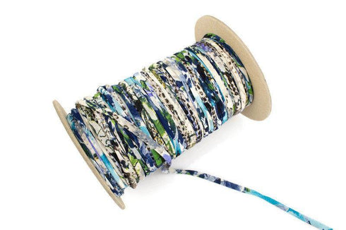 Blue Floral Animal Print Crepe Chiffon Trim 10 yards