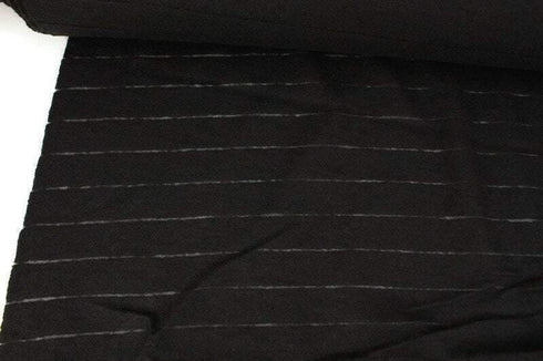 Black Fagoting Stripe Boiled Wool Fabric Designer Fabric Deadstock Fabric by the yard ATW00140R