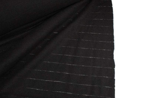 Black Fagoting Stripe Boiled Wool Fabric Designer Fabric Deadstock Fabric by the yard ATW00140R