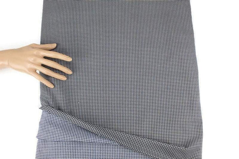 Beige and Navy Mini Houndstooth Woven Designer Fabric Made in Italy by the yard