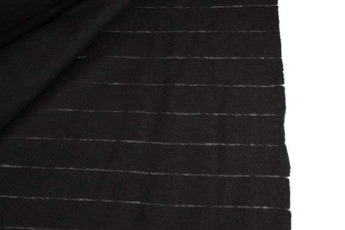 Black Fagoting Stripe Boiled Wool Fabric Designer Fabric Deadstock Fabric by the yard ATW00140R
