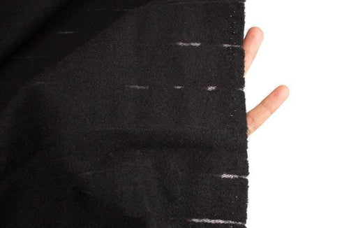 Black Fagoting Stripe Boiled Wool Fabric Designer Fabric Deadstock Fabric by the yard ATW00140R
