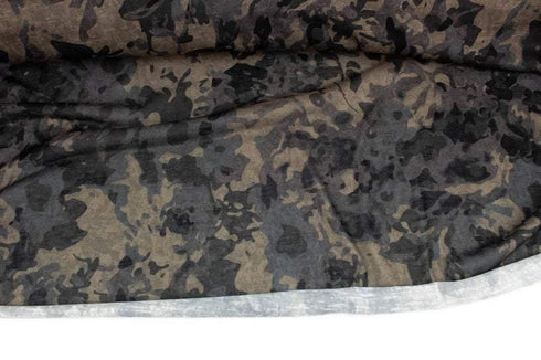 Brown and Olive Abstract Floral Camouflage Knit Fabric Designer Deadstock Fabric by the yard
