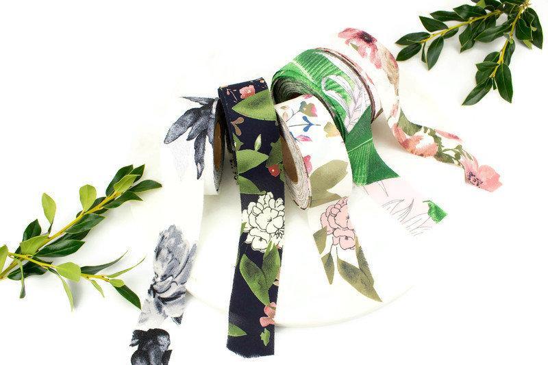 Cream Floral Polyester Crepe Georgette Woven Bias Tape 1.25 inches width x 16 yards BST00197 - Felinus Fabrics